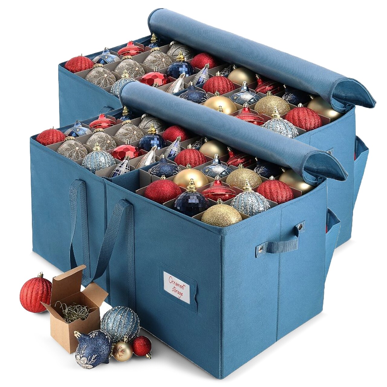 Hearth & Harbor Large Christmas Ornament Storage Box With Adjustable Dividers